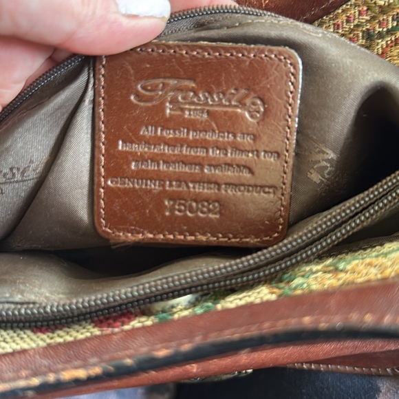 Fossil Tapestry Floral Patterned Brown and Tan Handbag - Picture 7 of 8